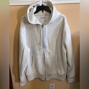 Old Navy Men's Sweater zip-up hoodie size L Oatmeal Heather or Cream color.